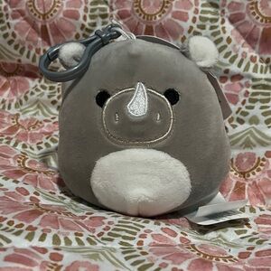 Irving Squishmallow Clip. 3.5” Grey Rhino Squishmallow Clip-on Plush
